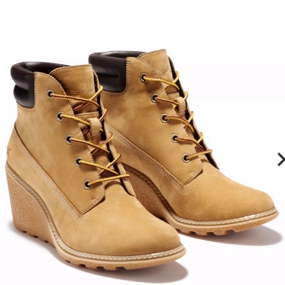 Timberland Earthkeepers Amston Roll Top Suede Wheat Wedge Ankle Boot Sz 8.5